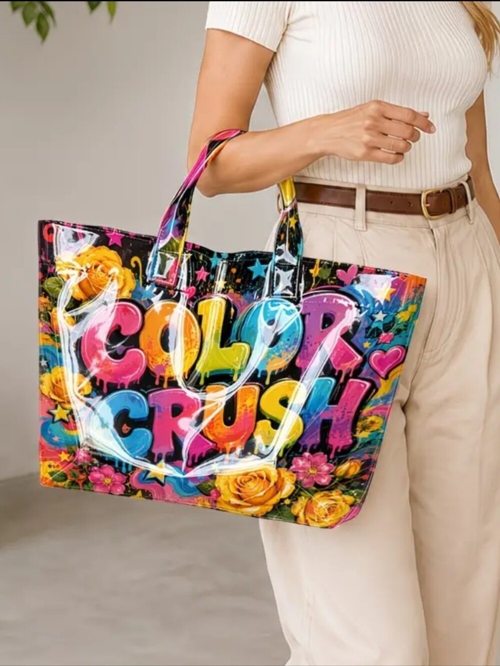 Women Color Crush PVC Daily Commute Large Tote